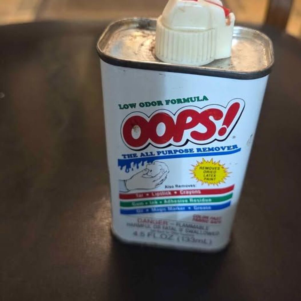 Can collectors Vintage 1996 4.6 oz Tin of OOPS All Purpose Remover